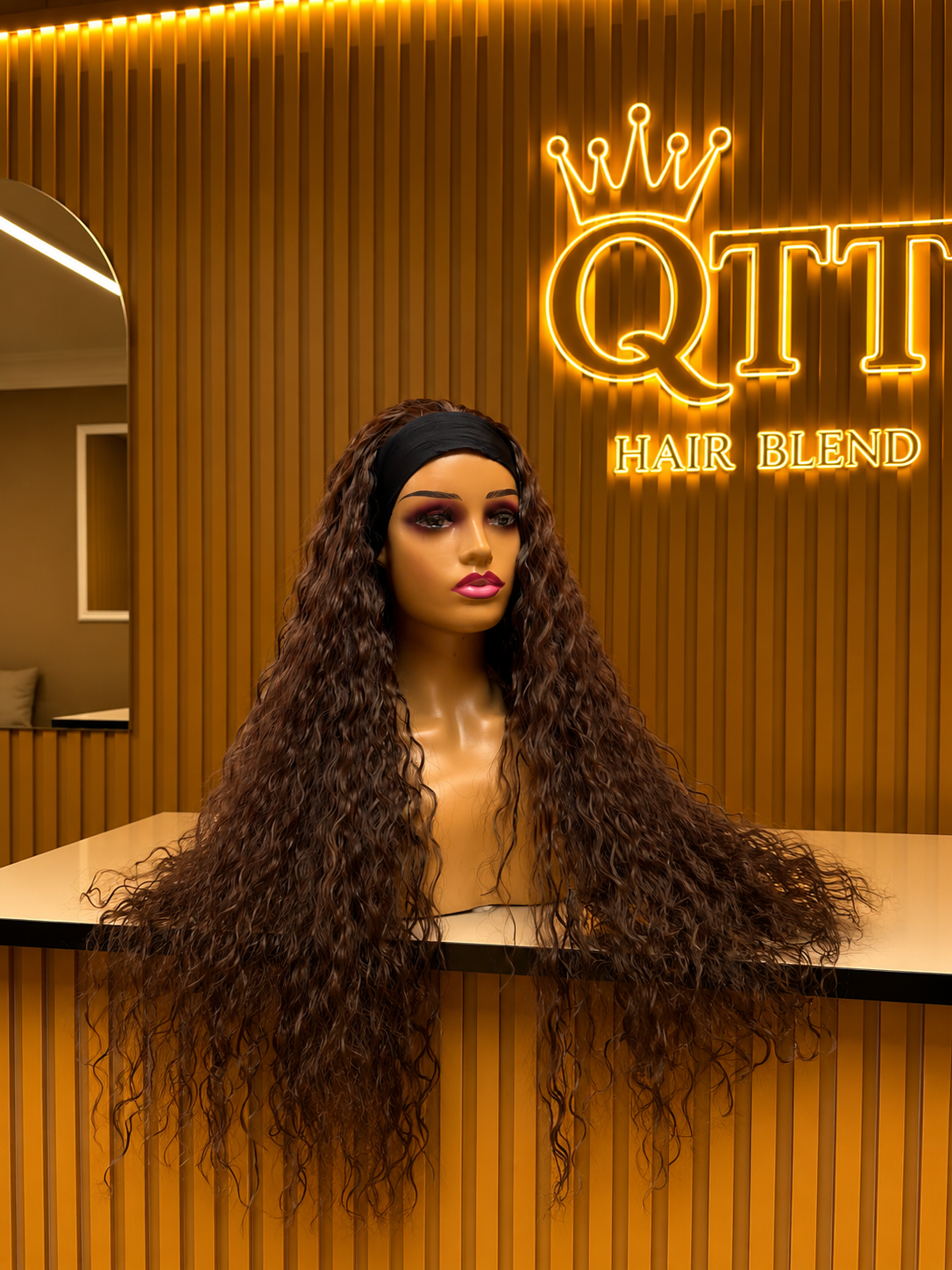 Brown Head Band Curls