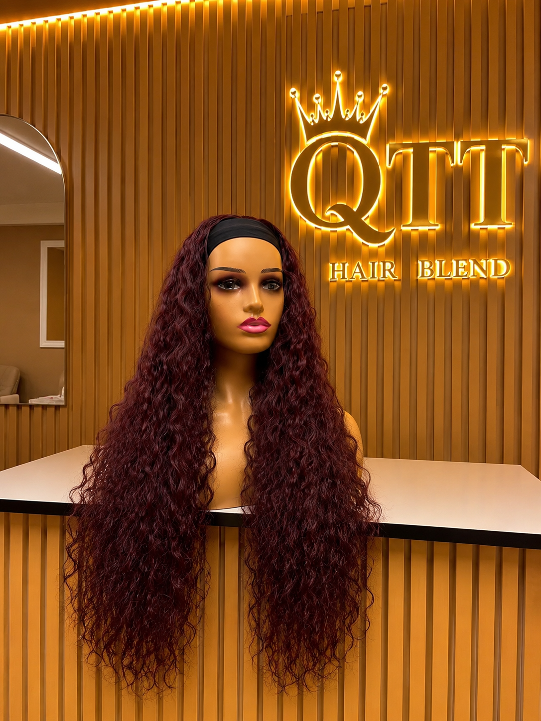 Maroon Head Band Curls